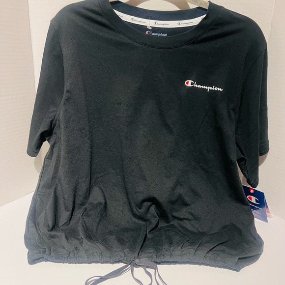 CHAMPION CAMPUS DRAWSTRING BLACK TEE  LARGE NWT - Picture 7 of 9